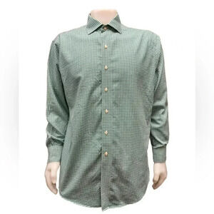 Brooks Brothers Regent Regular Fit Gingham  Green Size 17 1/5-4/5
